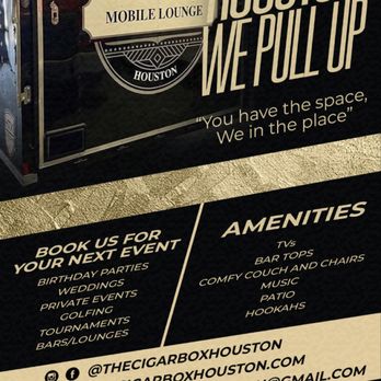 The Cigar Box - a black and gold advertisement - Cigar Bars Near Me - Spring, Texas The Cigar Box - a black and gold advertisement - Cigar Bars Near Me - Spring, Texas