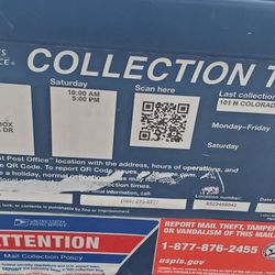 US Post Office - Collection times at outside mailbox haven't changed.