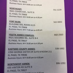 El Paso County Tax assesor-collector - Useful contact info for all offices
