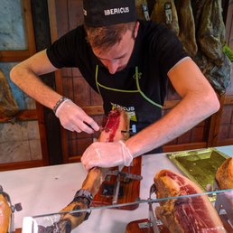 Staff slicing ham for me to take away.