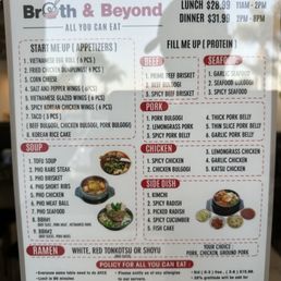 AYCE menu