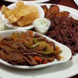 Old Cuban Cafe - Ropa Vieja with "dirty" rice and beans, yucca fries, and sweet plantains. SO tasty!