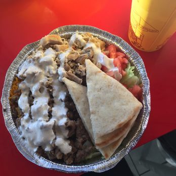 The Halal Guys - Small Platter with Gyro & Chicken + White Sauce - Halal Near Me - Springfield, Virginia The Halal Guys - Small Platter with Gyro & Chicken + White Sauce - Halal Near Me - Springfield, Virginia