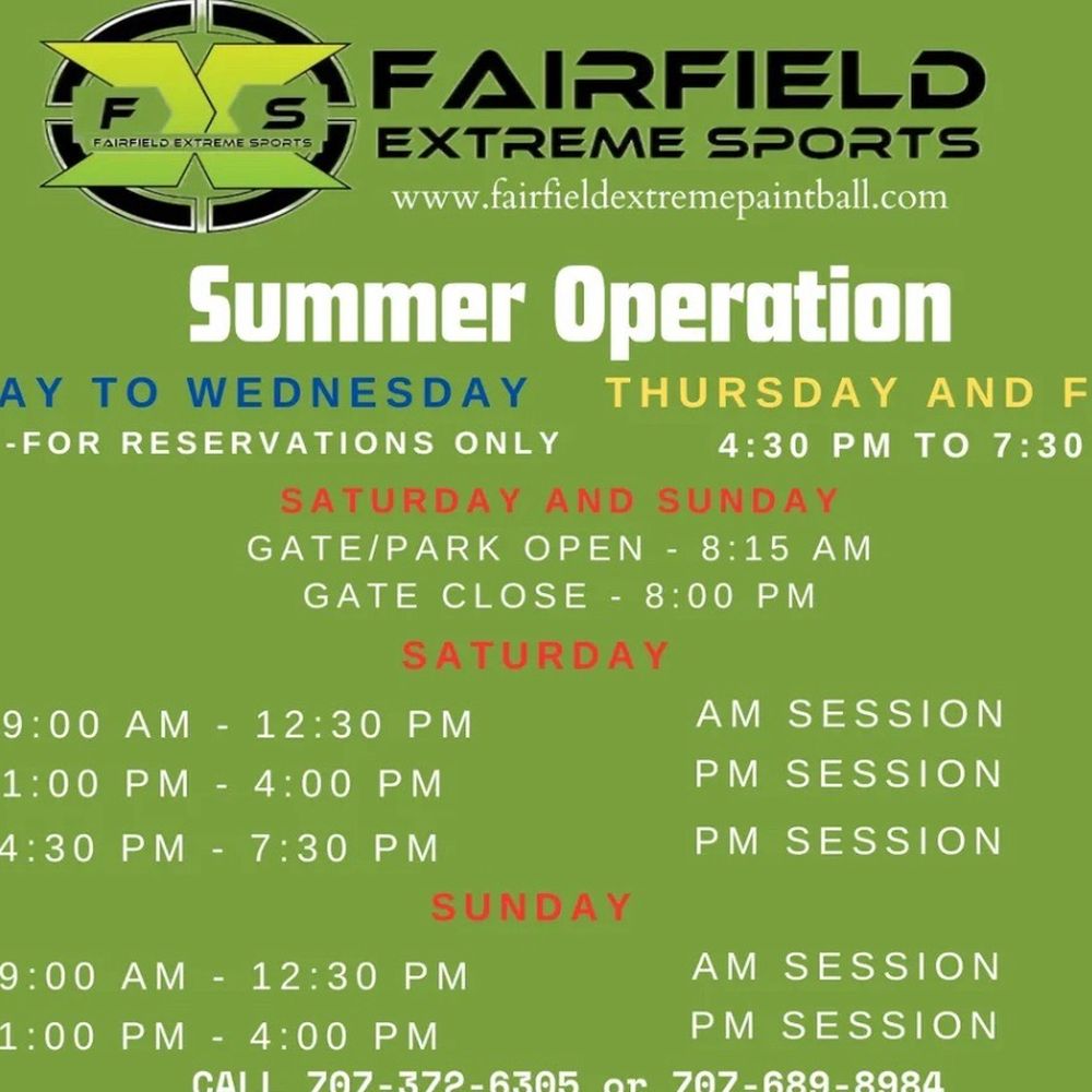 Paintball - Summer hours - Paintball Near Me - Fairfield, California Paintball - Summer hours - Paintball Near Me - Fairfield, California