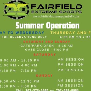 Paintball - Summer hours - Paintball Near Me - Fairfield, California