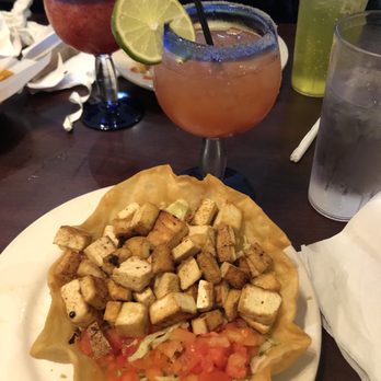 Cantina 73 Mexican Restaurant - Tofu taco salad & skinny strawberry margarita - Mexican Near Me - Mount Pleasant, North Carolina