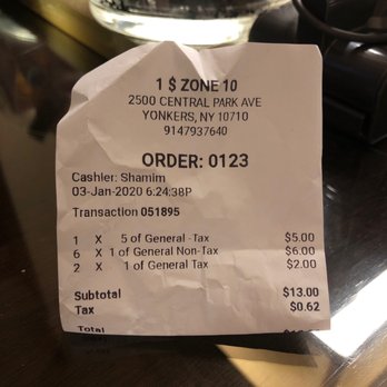One Dollar Zone - My receipt - Discount Store Near Me - Yonkers, New York One Dollar Zone - My receipt - Discount Store Near Me - Yonkers, New York