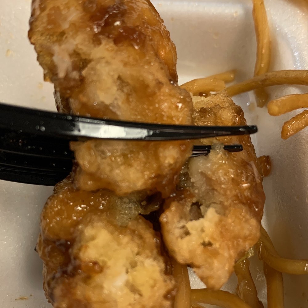 Panda Express - Nothing but batter. No chicken!!! My whole plate was like this!!! - Fast Food Near Me - Denver, Colorado