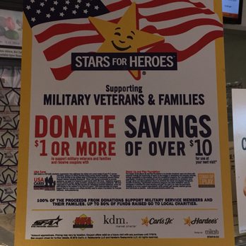 Carl's Jr - Support Veterans and families to receive discount coupons. - Fast Food Near Me - Oakhurst, California Carl's Jr - Support Veterans and families to receive discount coupons. - Fast Food Near Me - Oakhurst, California