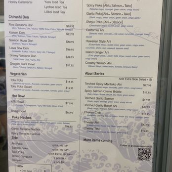 Ocean Taste - Menu as of 7/21/24 - Poke Near Me - Honolulu, Hawaii