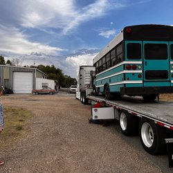 Nationwide Transport Services - School bus conversion arriving in Watrous, New Mexico