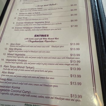 Everest Himalayan Cuisine - Menu - Himalayan/Nepalese Near Me - Encinitas, California