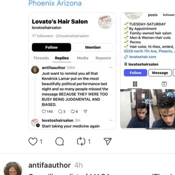 Lovato's Hair Salon - Quite the racist attitude... - Hair Salons Near Me - Phoenix, Arizona Lovato's Hair Salon - Quite the racist attitude... - Hair Salons Near Me - Phoenix, Arizona