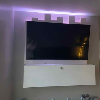 Handy Canuck - Custom entertainment unit and lighting moved electrical and cable behind the TV - Handyman Near Me Handy Canuck - Custom entertainment unit and lighting moved electrical and cable behind the TV - Handyman Near Me