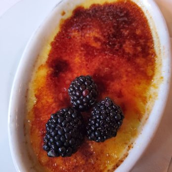 Cappy's Restaurant - Raspberry creme brulee - blackberries on top but raspberries inside. Yummy! - New American Near Me - San Antonio, Texas