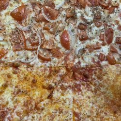 Traditional Cheese Pizza and half fresh tomatoes, onions