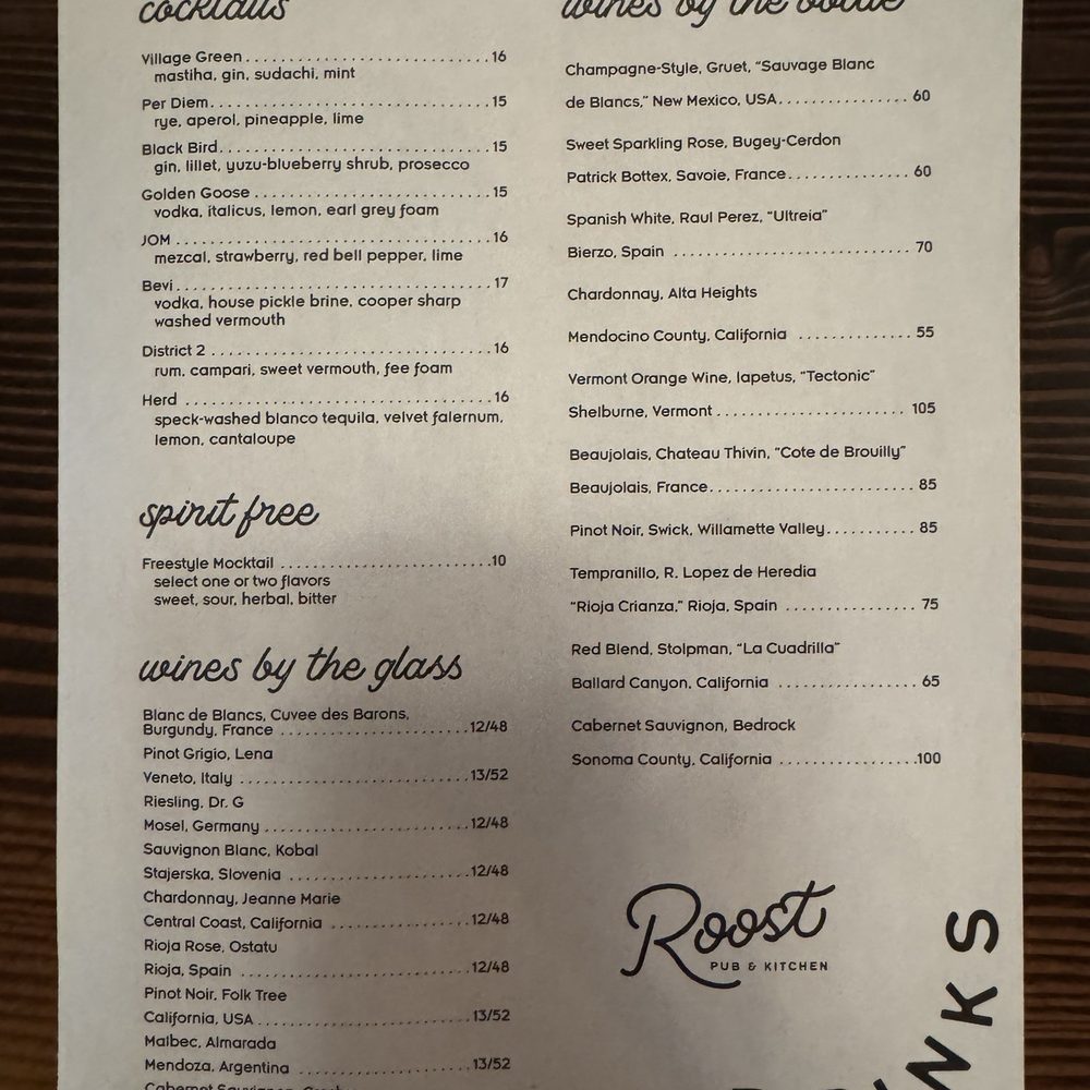 Roost Pub & Kitchen - Drinks menu - Pubs Near Me - Wilmington, Delaware Roost Pub & Kitchen - Drinks menu - Pubs Near Me - Wilmington, Delaware