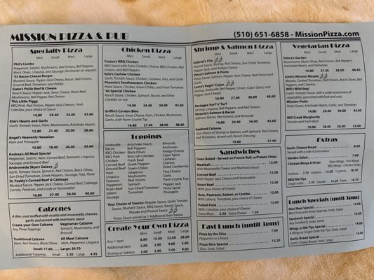 Menu photo 2 Mission Pizza Fremont, CA Menu photo 2 Mission Pizza Fremont, CA