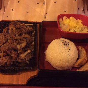 Pisces Sushi - Bulgogi (Korean Beef), Steamed Rice, Salad with Sesame Dressing and Gyoza. - Sushi Bars Near Me - Reno, Nevada Pisces Sushi - Bulgogi (Korean Beef), Steamed Rice, Salad with Sesame Dressing and Gyoza. - Sushi Bars Near Me - Reno, Nevada