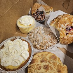 Brown Butter Bakery - Key lime mini,  mini cheesecake,chocolate cupcake, cinnamon coffee cake, orange cranberry scone, banana scone, and snickerdoodle cookies