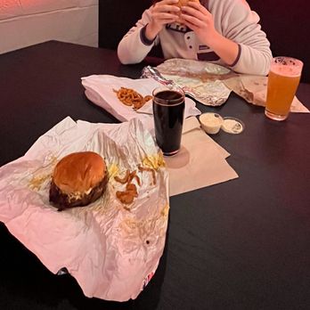 The Veil Brewing - "Mood" (hefeweizen - background) and "Arctic Crypt" (brown sugar stout - foreground) feat. Eazzy Burgers!!! - Breweries Near Me - Richmond, Virginia