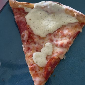 Eddies Pizza - Pepperoni Pizza (I added Alfredo sauce to the top) - Pizza Near Me - Longwood, Florida