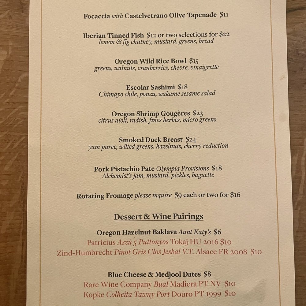 HiFi Wine Bar - Food & dessert menu January 2022 - Wine Bars Near Me - McMinnville, Oregon