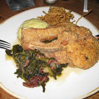 Hen Quarter - fried pork chop w/mashed potatoes & collard greens - Southern Near Me - Alexandria, Virginia Hen Quarter - fried pork chop w/mashed potatoes & collard greens - Southern Near Me - Alexandria, Virginia