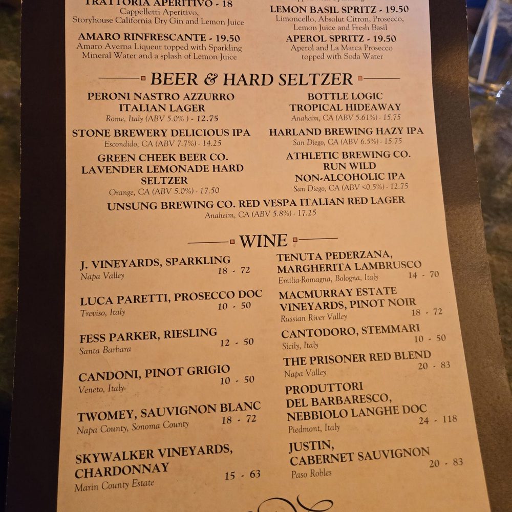 Magic Key Terrace - Magic Key Holder Dining - Drink menu - Wine Bars Near Me - Anaheim, California