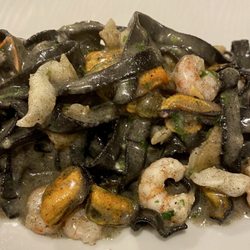 Monte San Giuliano - Black seafood fettuccine ( in a cacio e pepe sauce)- chef's kiss !