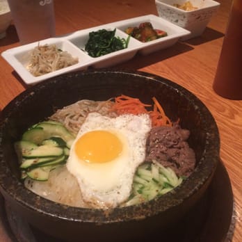 Cafe Korea - dol sot bi bim bop + complimentary vegetable "sides" - Korean Near Me - Fishers, Indiana