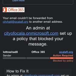 Ocala Police Department - This image shows Ocala City Hall actively blocking my email address -- after I submitted sworn evidence.