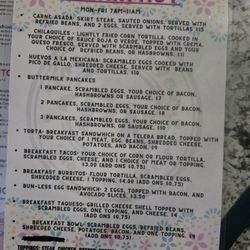 Tacos Reyes - Breakfast Menu