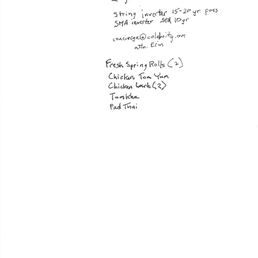 Notes written during final sales call Notes written during final sales call