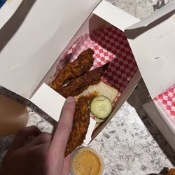 Music City Hot Chicken - Literal finger size piece of chicken
