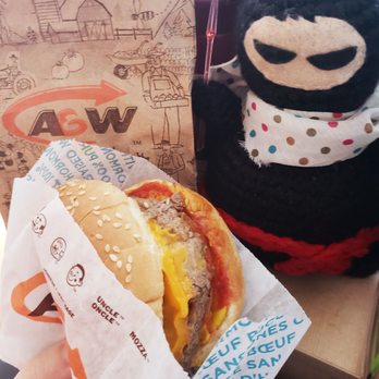 A&W - a stuffed animal and a hamburger - Burgers Near Me - Toronto, Ontario
