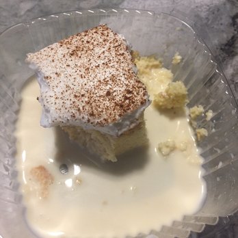 Canastas Chicken - Tres Leche cake-we couldn't help but taste before the pic was taken. So good! - Peruvian Near Me - Henrico, Virginia