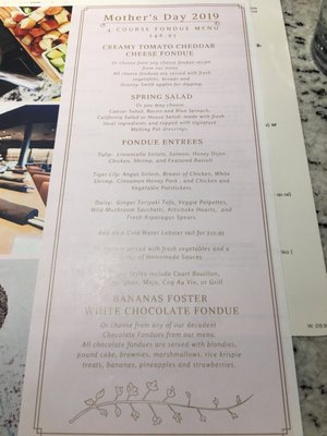 Photo of The Melting Pot - Maple Shade, NJ, US. Mother's Day menu