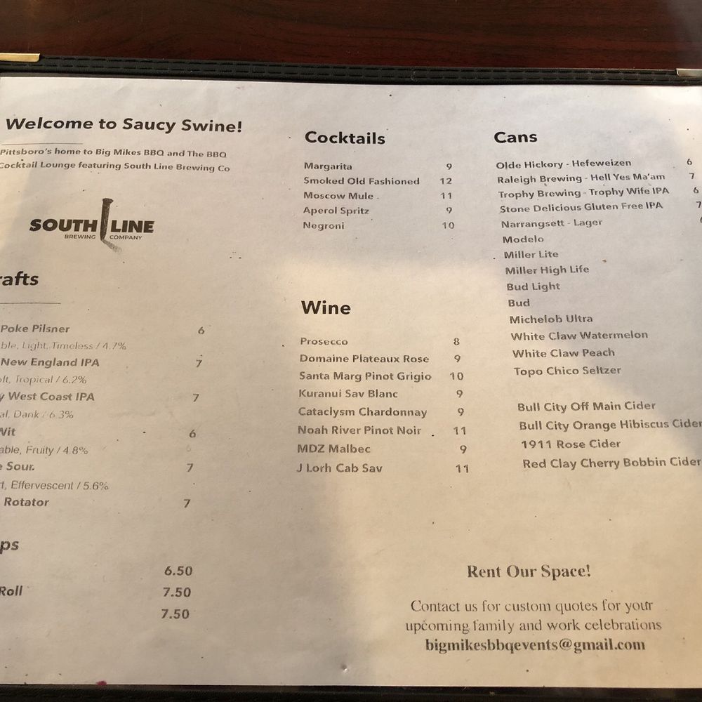 Big Mike’s BBQ - Menu - Barbeque Near Me - Pittsboro, North Carolina Big Mike’s BBQ - Menu - Barbeque Near Me - Pittsboro, North Carolina