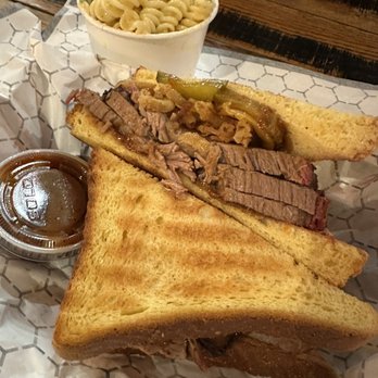DCity Smokehouse - Brisket Champ Sandwich & side of Mac and Jack Cheese - Barbeque Near Me - Washington, DC, District of Columbia