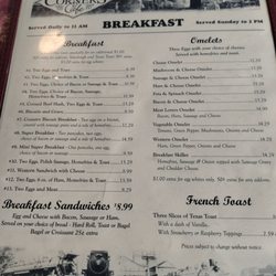 Four Corners Cafe - Menu: Breakfast only until 11am.