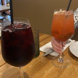 Lambrusco spritz (left) and Strawberry & Elderflower spritz (right) Lambrusco spritz (left) and Strawberry & Elderflower spritz (right)
