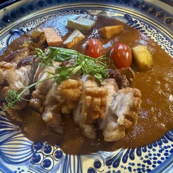 La Gruta - Christmas Menu: Pork Belly entree - Mexican Near Me - Teotihuacán de Arista, MEX