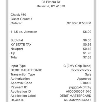 Merchants Club - Receipt - Whiskey Bars Near Me - Bellevue, Kentucky Merchants Club - Receipt - Whiskey Bars Near Me - Bellevue, Kentucky