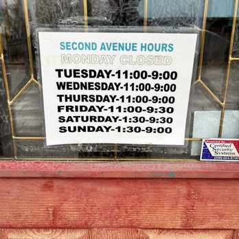 Second Avenue Pizza - Hours of operation as of 4/23/23 - Pizza Near Me - Sandpoint, Idaho