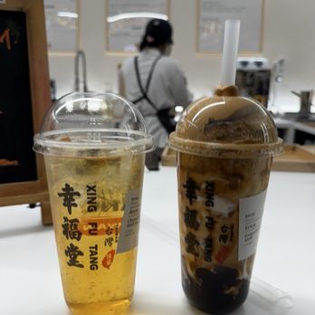 Xing Fu Tang - Chrysanthemum Tea With Honey Jelly and dalgona coffee boba milk - Bubble Tea Near Me - New York, New York Xing Fu Tang - Chrysanthemum Tea With Honey Jelly and dalgona coffee boba milk - Bubble Tea Near Me - New York, New York