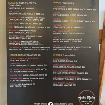 Hydes Slydes - Menu - Burgers Near Me - Omaha, Nebraska
