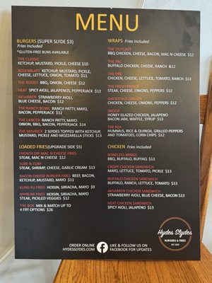 Menu photo 2 Hydes Slydes Omaha, NE