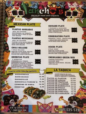 Menu photo 3 Panchos Taqueria Carlsbad, NM