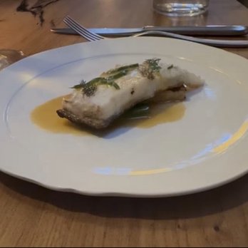 Wolfsbane - Turbot grilled over charcoal, fennel, vermouth sauce, cucumber - Wine Bars Near Me - San Francisco, California
